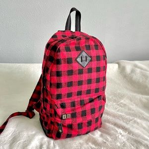 Forever 21 red plaid fabric backpack